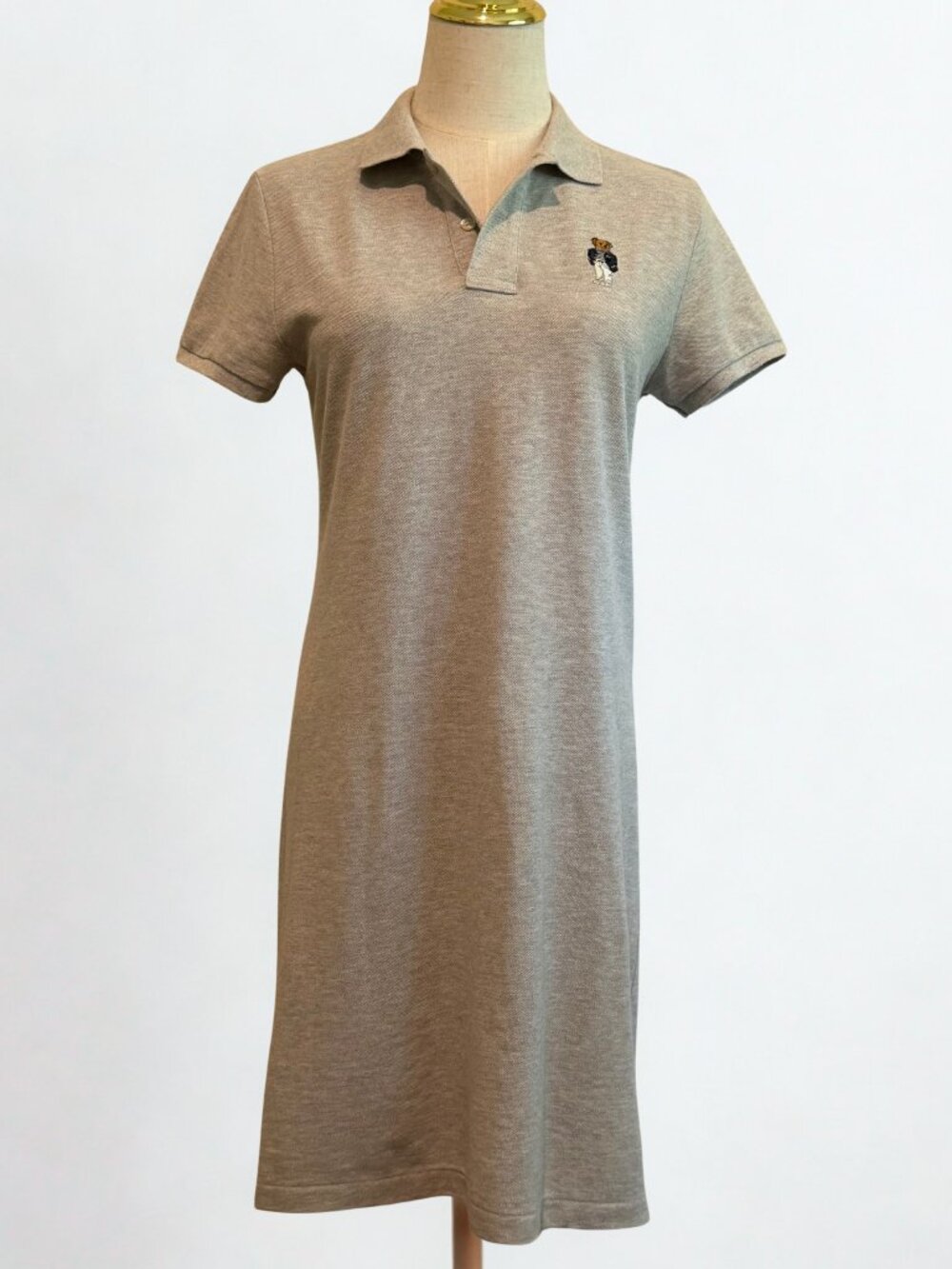 Polo Ralph Lauren Gray Polo Bear Mesh Mini Dress Size S Preppy Classic